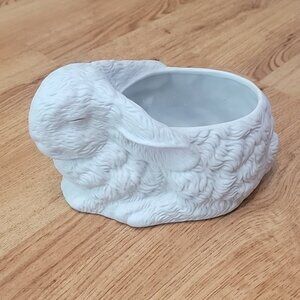 Figural White Rabbit Planter  7 1/2" x 4" x 4 1/2"